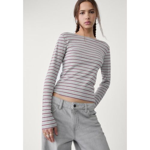 Stradivarius Top Basique Rayé Grenat L