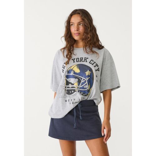 Stradivarius T-Shirt Oversize Nyc Gris Mélangé Xs