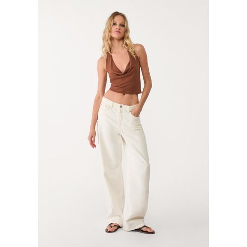 Stradivarius Top Fluide Encolure Américaine Marron L