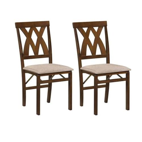 Costway Lot De 2 Chaises De Salle À Manger Pliantes En Bois - 41 X 53 X 91 Cm - Siège Rembourré - Dossier Incurvé