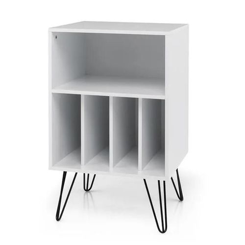 Costway Armoire À Disques Avec 5 Compartiments Ouverts, Port Usb & Port Type-C, Pieds En Métal, Style Industriel, 48x40x88cm, Blanc