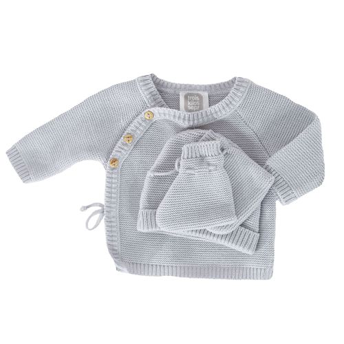 Trousseau Naissance Bébé En Maille Gris