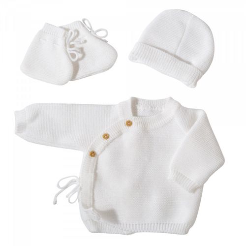 Trousseau Naissance Bébé En Maille Blanc