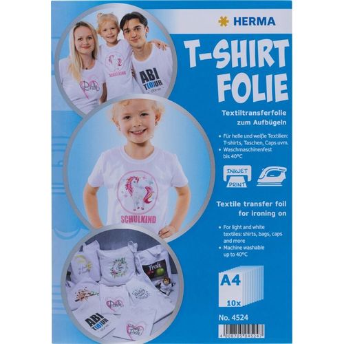 Herma Tranp. Tshirt A4 P.Textile Clair Et Blanc, 20 Feuilles 4525