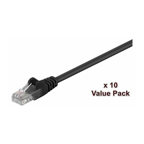 MicroConnect - Câble réseau - RJ-45 (M) pour RJ-45 (M) - 5 m - UTP - CAT 5e - moulé, bloqué - noir (pack de 10)