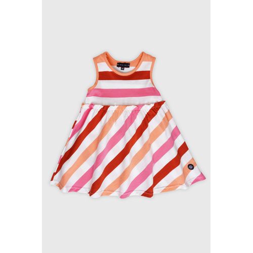 Robe Rayée Tricolore Sans Manches Baby- Coton Léger
