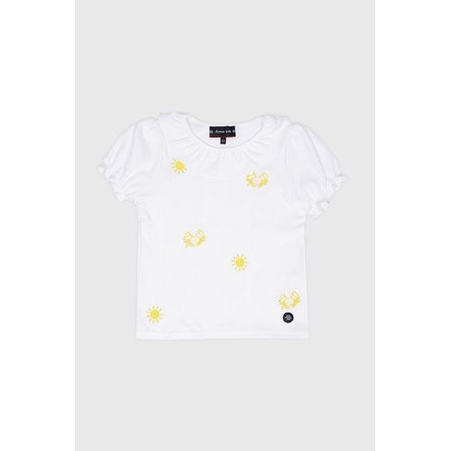 T-Shirt Col Froncé - Coton