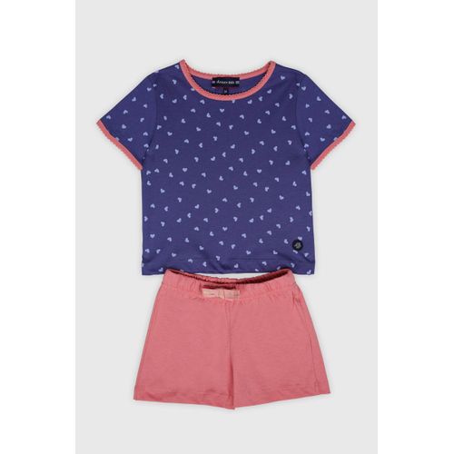 Pyjama Short Kids Imprimé Coeurs - Coton Léger