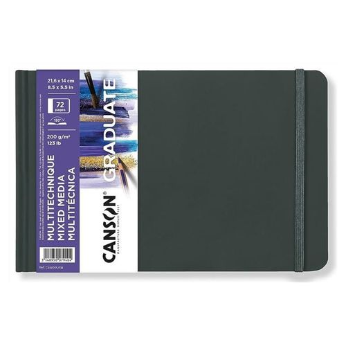 Canson Carnet À Croquis Graduate Mixed Media 216x140mm 72p 200g Noir