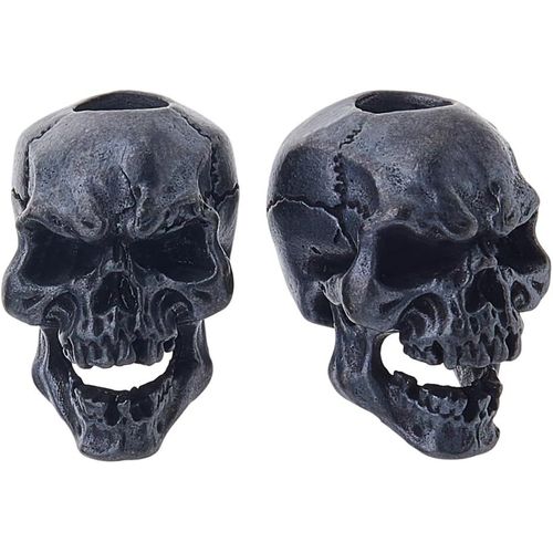 2 X Halloween Skull Lanyard Bead Brass European Beads 19.5 X 13.5 Mm Edc Charm Bead Black Large Hole Beads For Key Ring Bracelet Necklace Accessories Hole: 5 Mm