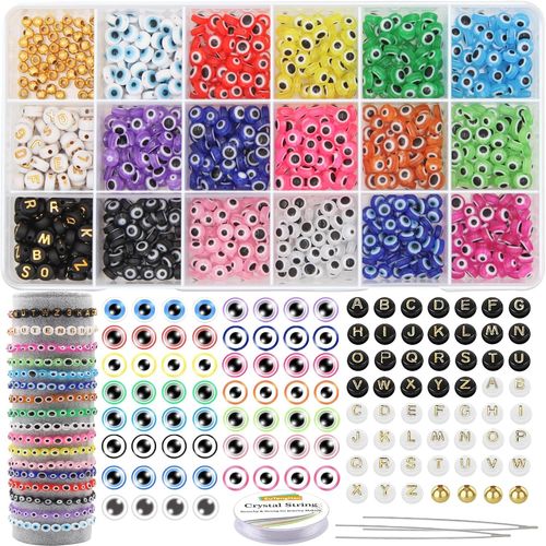 907pcs Evil Eye Beads Letter Beads With Charms Beads For Diy Beads Supplies Bracelets Beads Necklace Jewelry Making