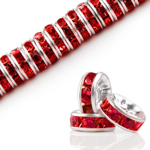 100 Pcs Beads For Bracelet Spacer Rondelle Stainless Steel Diy Jewellery Charm Spacer For Necklace Accessory Making Jewellery (8mm) Red