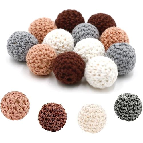 12pcs 20mm Multicolor Beads With Jewellery Hole Wooden Round Beads Strands For Bracelet Necklace
