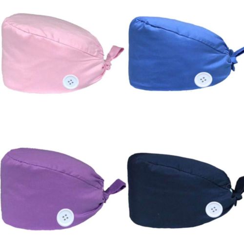 4 Pièces Calot Chirurgien Unisexe Ajustable Casquette Femme Casquettes De Travail Réglable Respirants Coton Bonnet Imprimées Chapeaux.[P516]