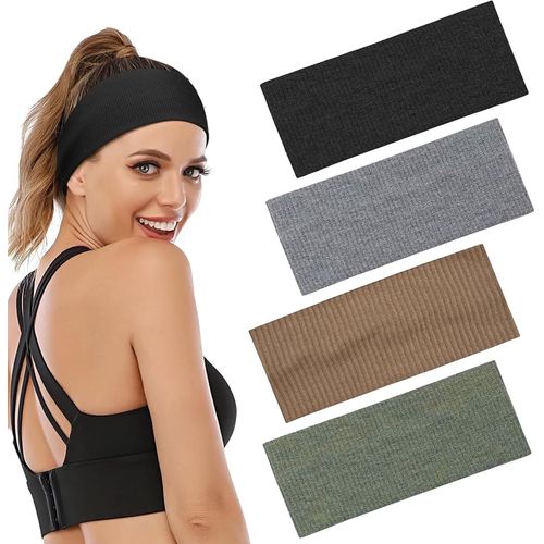 Lot De 4 Bandeaux De Sport Pour Femme-Été-Doux-Antidérapant-En Coton-Pour Cosmétiques,Entraînement,Yoga,Course,Fitness,Gym