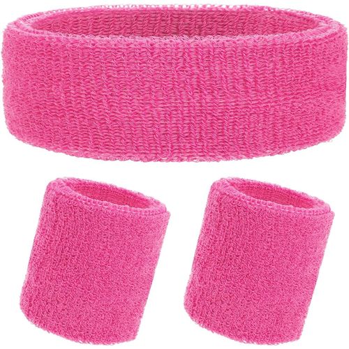 Ensemble Bandeau Et Bracelets De Sudation Des Années 80-Vert Fluo-Style Rétro Des Années 80-Bandeau Et Bandeau De Poignet-Fluo-Pour Course À Pied D'équipe-Déguisement