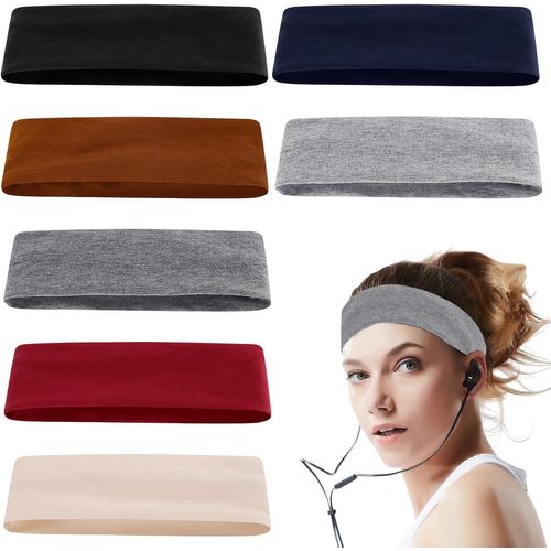 Lot De 7 Bandeaux De Sport En Coton Stretch Pour Femme-Antidérapants-Pour Fitness,Yoga,Course,Gym Et Jogging