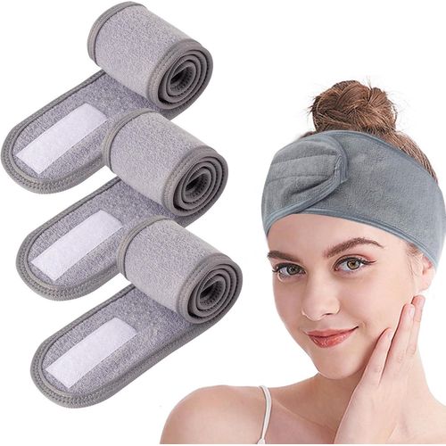 Lot De 4 Bandeaux De Maquillage Gris Pour Femme-Doux Et Respirant-Pour Le Yoga,Le Sport,Le Bain,Le Maquillage