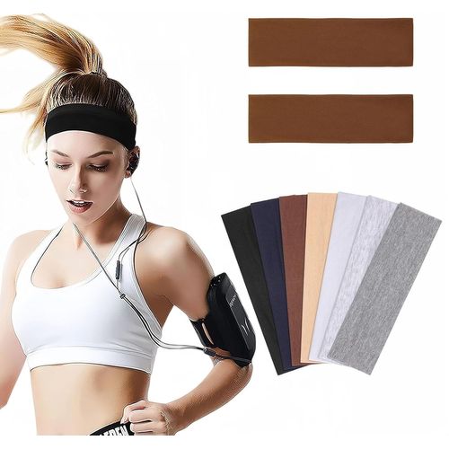 Lot De 2 Bandeaux De Sport,Pour Hommes Et Femmes,Antidérapants,Élastiques,Pour Le Yoga,La Salle De Sport (Marron)