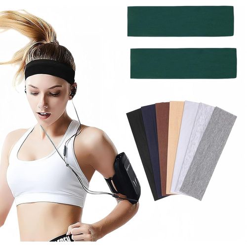 Lot De 2 Bandeaux De Sport Pour Hommes Et Femmes,Antidérapants,Élastiques,Pour Yoga,Salle De Sport (Vert Foncé)