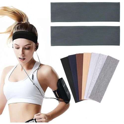 Lot De 2 Bandeaux De Sport Pour Hommes Et Femmes,Antidérapants,Élastiques,Pour Yoga,Salle De Sport (Gris Foncé)