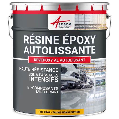 Résine Epoxy Autolissante - Peinture pour Sol : Déco intérieure, Atelier - Effet Miroir Jaune Signalisation - RAL 1023 25 kg