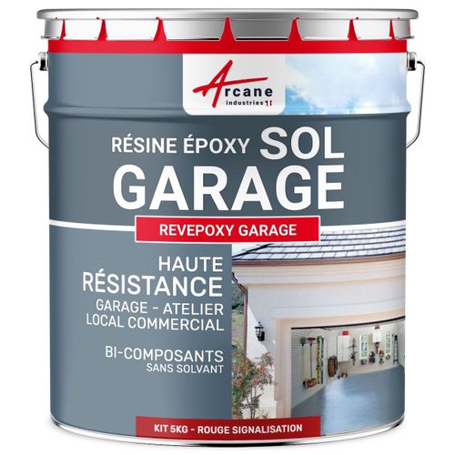 Peinture epoxy, garage, sol, atelier, local, commercial, magasin : Revepoxy garage Rouge signalisation - RAL 3020 5 kg (jusqu'à 16 m² en 2 couches)