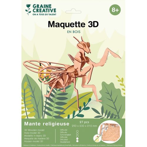 Maquette Bois 3d Mante Religieuse 27 Pces