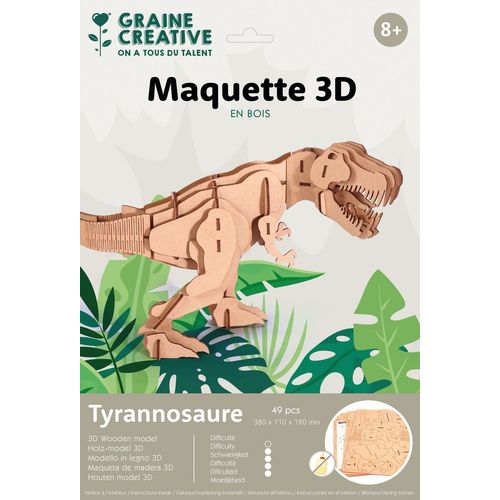 Maquette Bois 3d T Rex 49 Pces