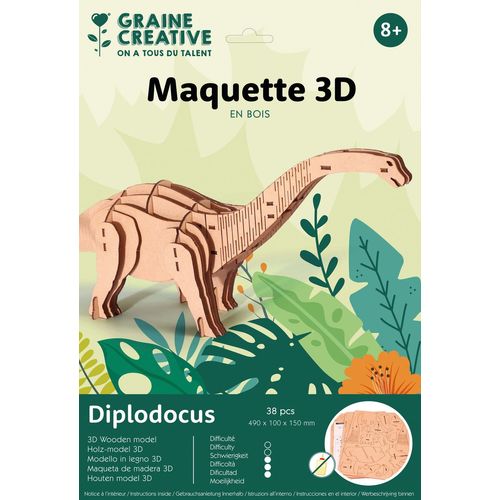 Maquette Bois 3d Diplodocus 38 Pces