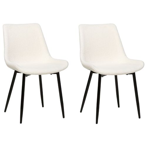 Chaise De Salle À Manger Set De 2 Bouclé Blanc Avilla