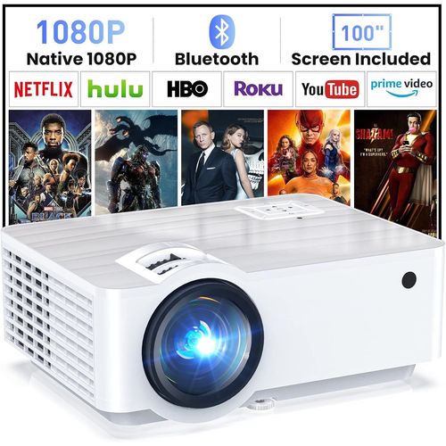 Vidéoprojecteur Bluetooth, 9500L Native 1080P Projecteur Supporté 4K/Zoom, Rétroprojecteur Home Cinéma Avec Écran 100"" Pour Hdmi, Usb, Av, Smartphone, Pad, Tv Box, Laptop[APP6190432]