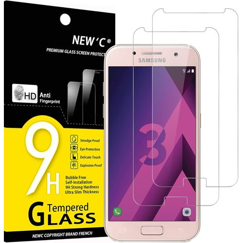 Lot De 2, Verre Trempé Pour Samsung Galaxy A3 2017 (Sm-A320f) Film Protection Écran Sans Bulles D'air Ultra Résistant (0,33mm Hd Ultra Transparent) Dureté 9h Glass[Lot6191336]