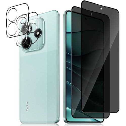 Privacy Protection Écran Pour Xiaomi Redmi Note 14 5g, [2+2 Pièces] Anti-Espion Verre Trempé Film + Caméra Arrière Protecteur, 9h Dureté, Anti Rayures, Anti-Spy Pour Xiaomi Redmi N[Lot6194280]