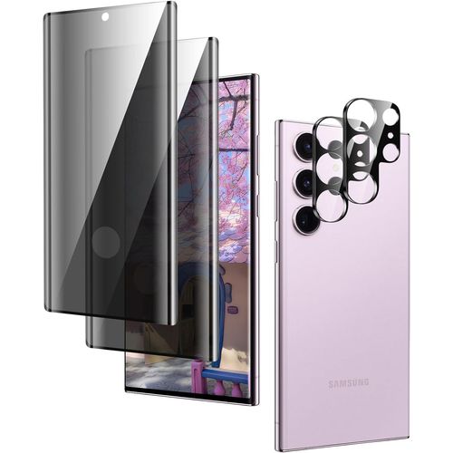 Anti-Espion Verre Trempé Pour Fk-Samsung Galaxy S23 Ultra, Dureté 9h Écran Vitre Protecteur, Anti-Spy Privacy Film Protection Écran, Film De Protection En Verre Trempé 2 + 2 Pièces[Lot6195506]