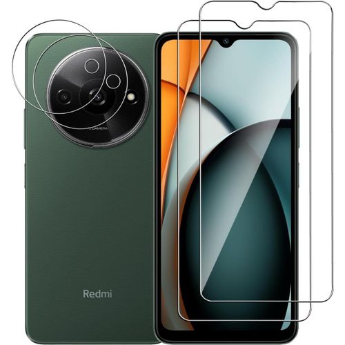 Verre Trempé Pour Xiaomi Redmi A3, 2 Pièces Film Protection Écran Et 2 Pièces Caméra Arrière Protecteur, 9h Dureté, Hd, Anti-Rayures, Sans Bulles, Facile À Installer[Lot6195168]