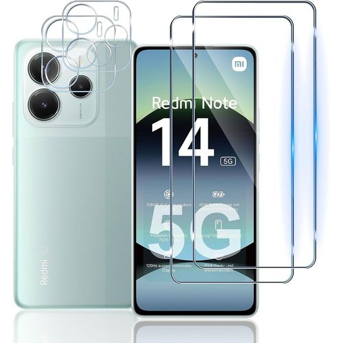 Verre Trempé Pour Xiaomi Redmi Note 14 5g(Pas Pour 14 4g), [2+2 Pièces] Film De Protection Écran Et Caméra Arrière Protecteur, 9h Dureté, Anti-Rayures Sans Bulles Hd Vitre Protecte[Lot6195176]