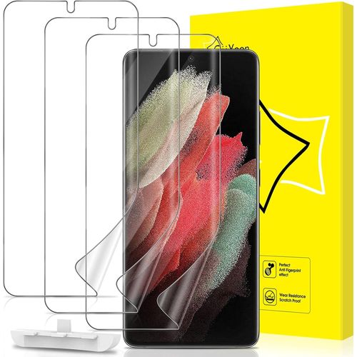 Lot De 3, Protection Ecran Pour Samsung Galaxy S21 Ultra [Vitre Protecteur 9h Dureté] [Sans Bulles] [Anti-Rayures] Films De Protection En Tpu Flexible Compatible Avec Samsung Galax[Lot6194345]