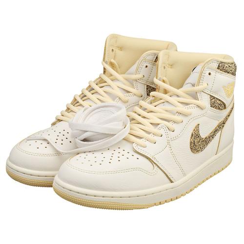 Nike Air Jordan 1 Retro Hi Baskets De Cuir Pour Homme Beige Et Blanc 44 1 2 Rakuten