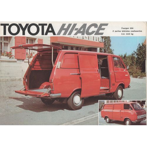 Toyota Hi-Ace Fourgon Tole, Pick-Up Plateau A Ridelles Et Chassis Cadre Présentés Dans Ce Prospectus Publicitaire Dépliant En 2 Parties Format A4