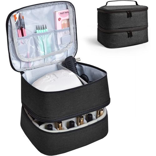 Rangement Vernis A Ongle,Sac De Rangement Vernis A Ongle,Sac Organisateur De Vernis À Ongles,Sac À Vernis À Ongles Pour Lampe À Ongles Et Accessoires Pour Ongles,Noir 