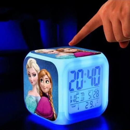 Réveil Horloge Cube Led 7 Couleurs Reine des Neiges