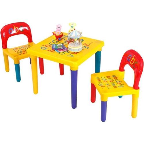 Costway Ensemble Table Et 2 Chaises Pour Enfant Table D'activité Pour Chambre D'enfants Imprimé Alphabet Multicolore