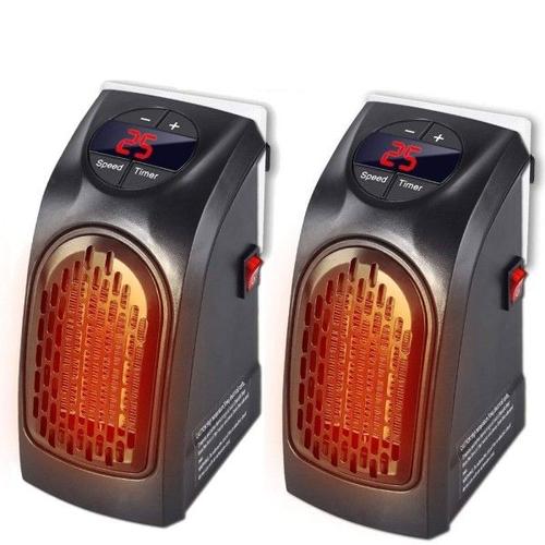 Trade Shop - Set 2 Pieces Electric Heater 400w Portable Heating Plug Socket