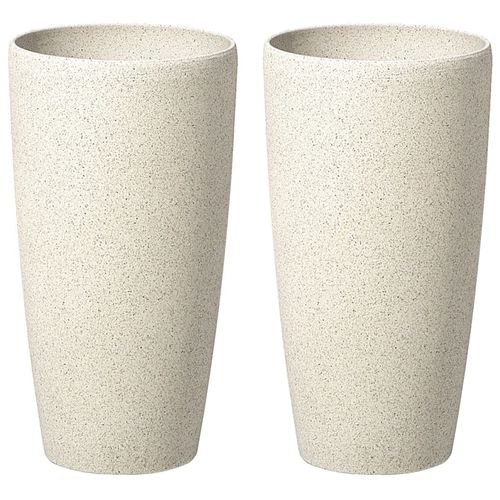 Lot De 2 Cache-Pots En Pierre Beige 23 X 23 X 43 Cm Abdera