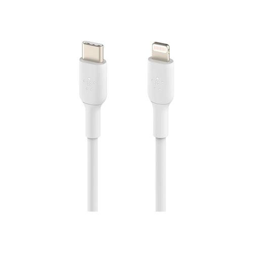 Belkin BOOST CHARGE - Câble Lightning - 24 pin USB-C mâle pour Lightning mâle - 2 m - blanc - Alimentation USB (18 W)