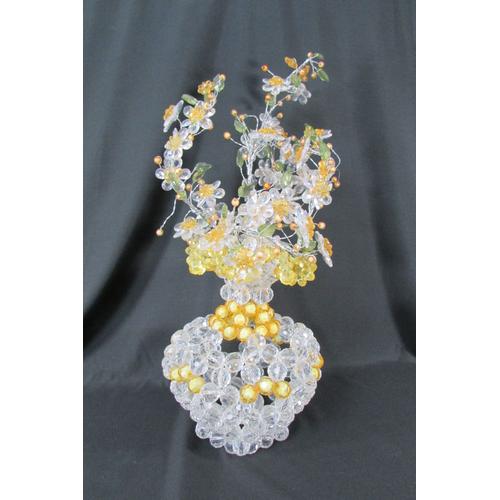 Vase et bouquet en perles , pièce unique , artisanat