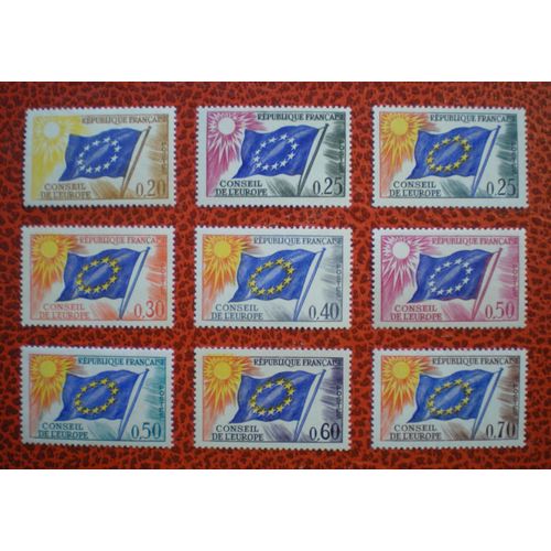 Conseil De L'europe - Lot De 9 Timbres De Service Neufs ** - France