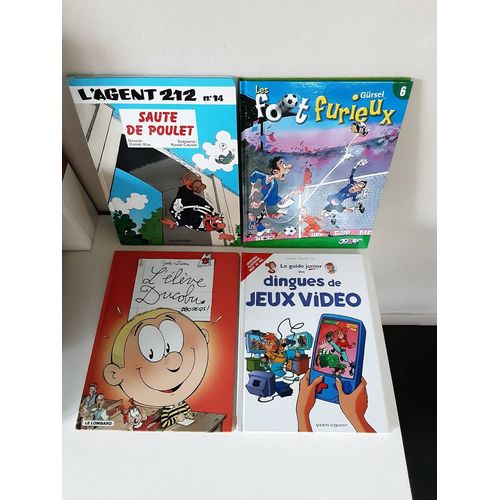 Lot De 4 Bd Jeunesse - L'agent 212 - Les Foot Furieux - L'élève Ducobu - Le Guide Junior Des Dingues De Jeux Vidéo