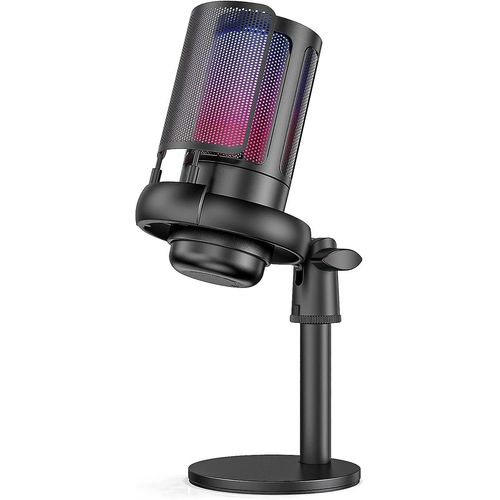 Microphone Usb De Jeu Pour Pc/Ps4/Ps5/Mac, Microphone À Condensateur Rvb, Bouton De Mise En Sourdine, Support Anti-Choc, Filtre Anti-Pop, Contrôle Du Gain Pour Les Jeux, Streaming, Po